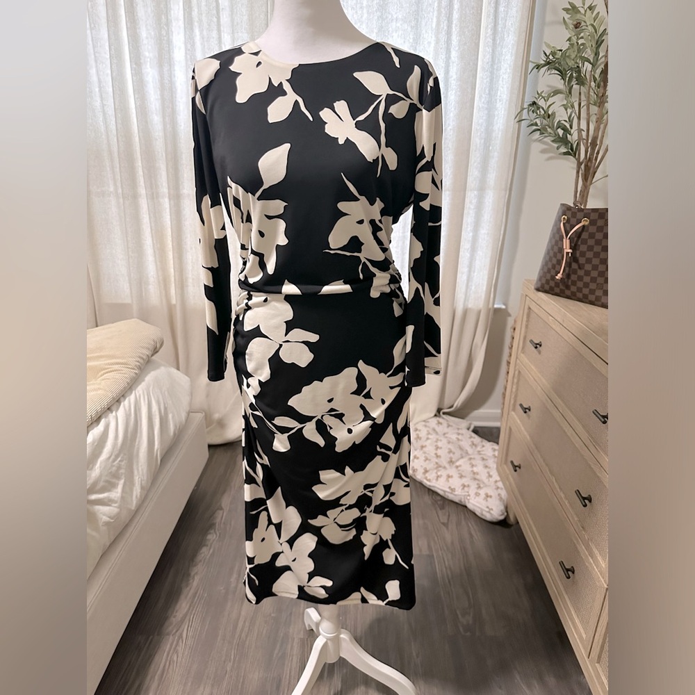 Floral Black and White Dress Sz 10